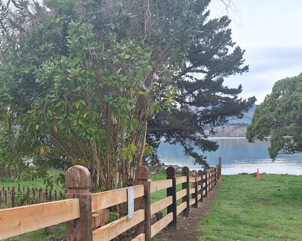 The jetty timber was used as columns for the new fence at Rapaki Church. 